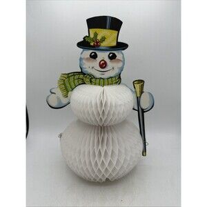 Beistle Snowman Honeycomb Die Cut Double Sided Christmas Frosty 1979 Vintage